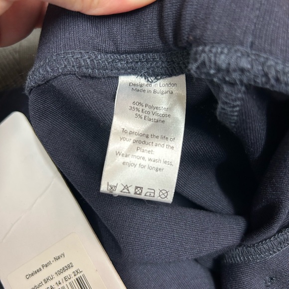 Saint Sofia Pants Womens 14 Navy Blue Stretch Ponte Pull On Wide Leg Career Work - Picture 5 of 5